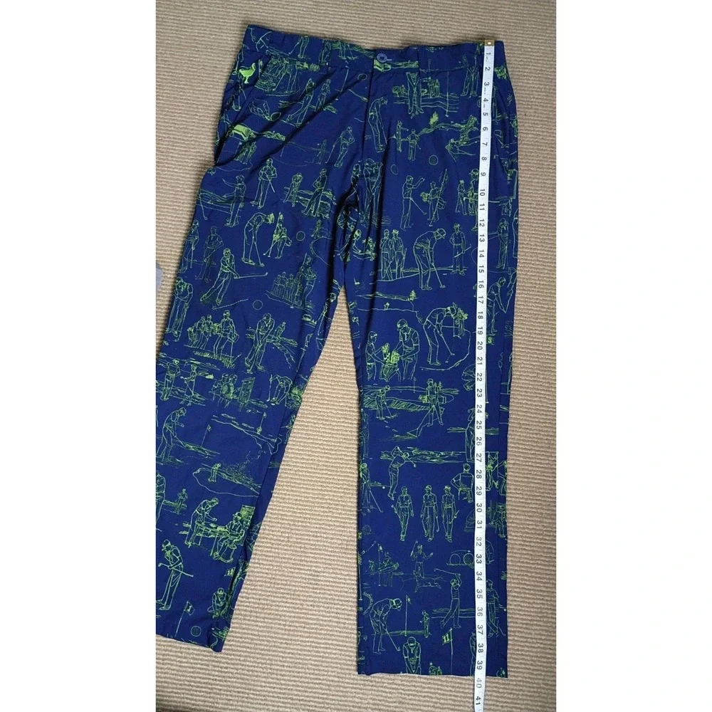 Travis Mathews Blue The Chive Men's Golf Pants Size 34 What's Your Play?